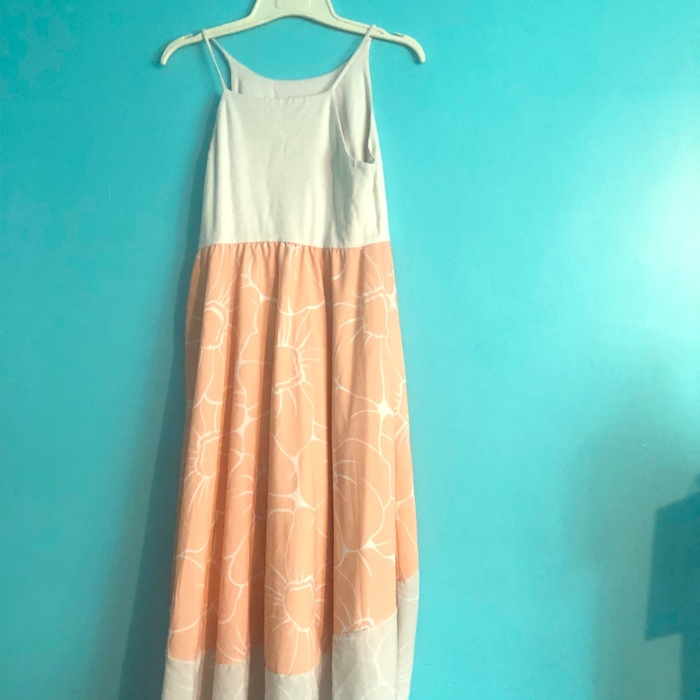 White, peach, & gray flowery dress